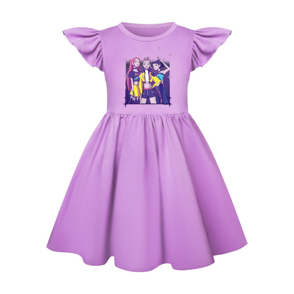 5162 Kinder Mädchen Mira Zoey Rumi Bedrucktes Rüschen Kurzarm Freizeitkleid