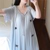 Damen Übergröße Sommerkleid mit kurzen Ärmeln und integriertem BH für Zuhause oder Draußen