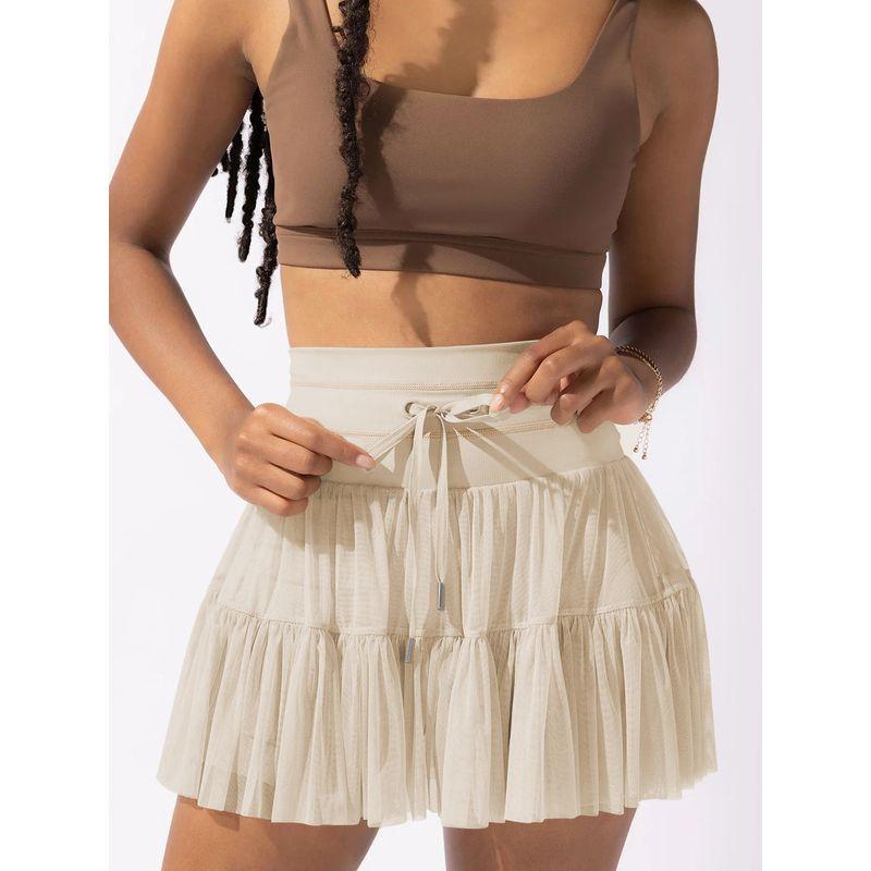 Solid Color High Waisted Lace up Skirt Women's Pure Color High Waist Shoelace Skirt