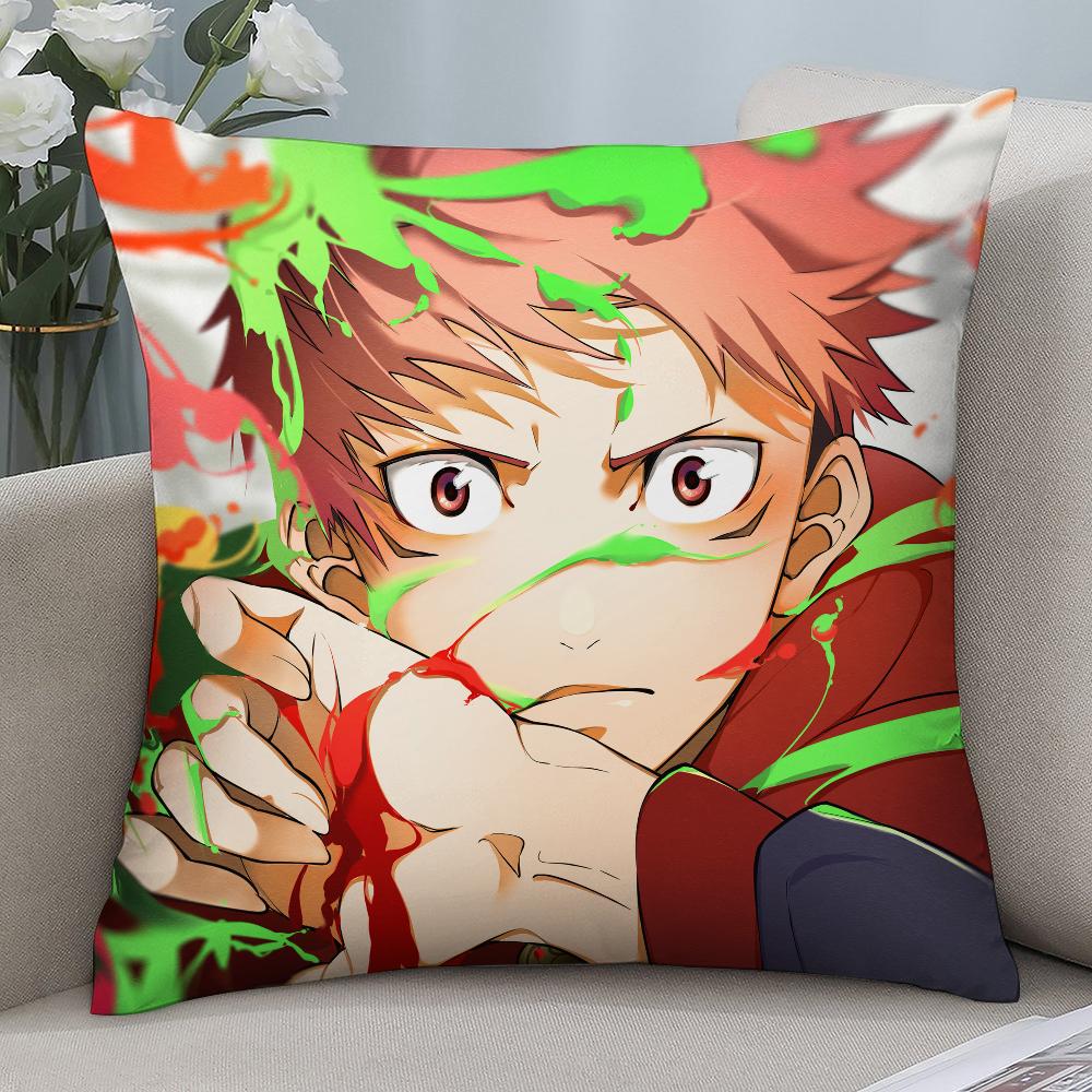 J-Jujutsu Kaisen Ryomen Sukunas Pillow Case Short Plush Pillow Covers Sofa Decor Gift Home Double-Sided Printing Cushion Cover