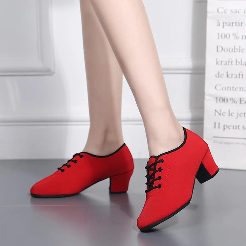 Damskie buty do tańca latynoskiego Jazz dorosłe buty do tańca towarzyskiego Salsa kobieta czarne czerwone nauczyciele szkolą nowoczesne trampki do tańca Tango