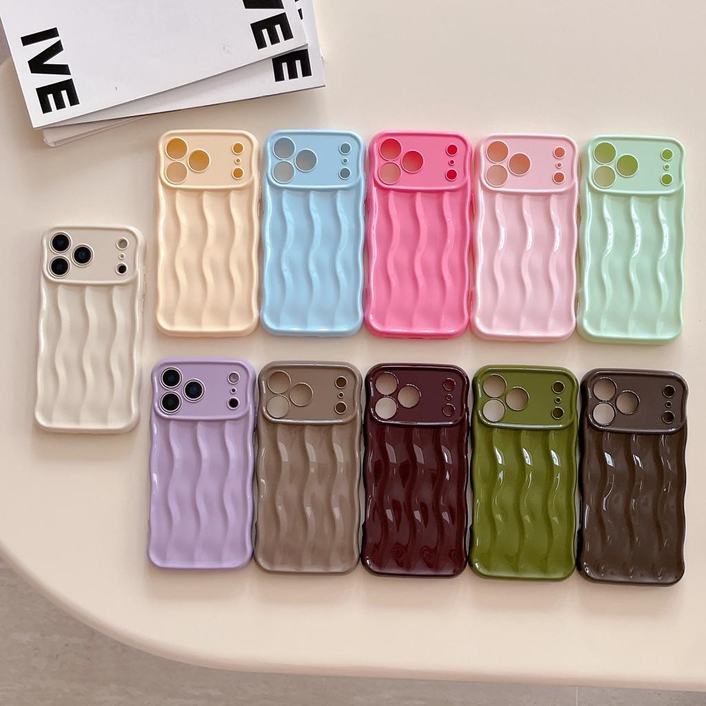 Fine hole three-dimensional wavy pattern, suitable for iPhone17Pro max Apple 16 mobile phone case 14/15 simple solid color case