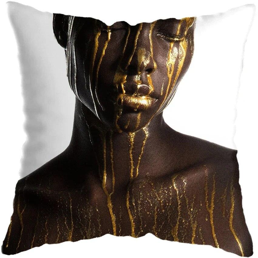 Home Decor Fashion Afro Black Women Girls Sofa Pillowcases Bedroom Living Room Cushion Covers