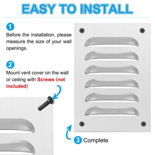 PATIKIL 155x155mm Aluminum Vent Cover, HVAC Air Drain, Ventilation System, Home Renovation, Fireplace, Bathroom, Wall, Silver, 1 Piece