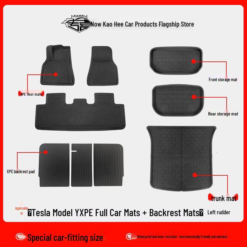 Eco-Friendly Waterproof XPE Car Floor Mats & Odorless Trunk Mat for Tesla Model 3/Y (L/R Drive)