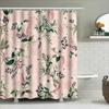 Vintage Bohème Blumenduschvorhang Rosa Grün Weiß Schwarz Wasserdicht Polyester Dekorative Badezimmeraccessoires 180X245Cm (6 Fuß