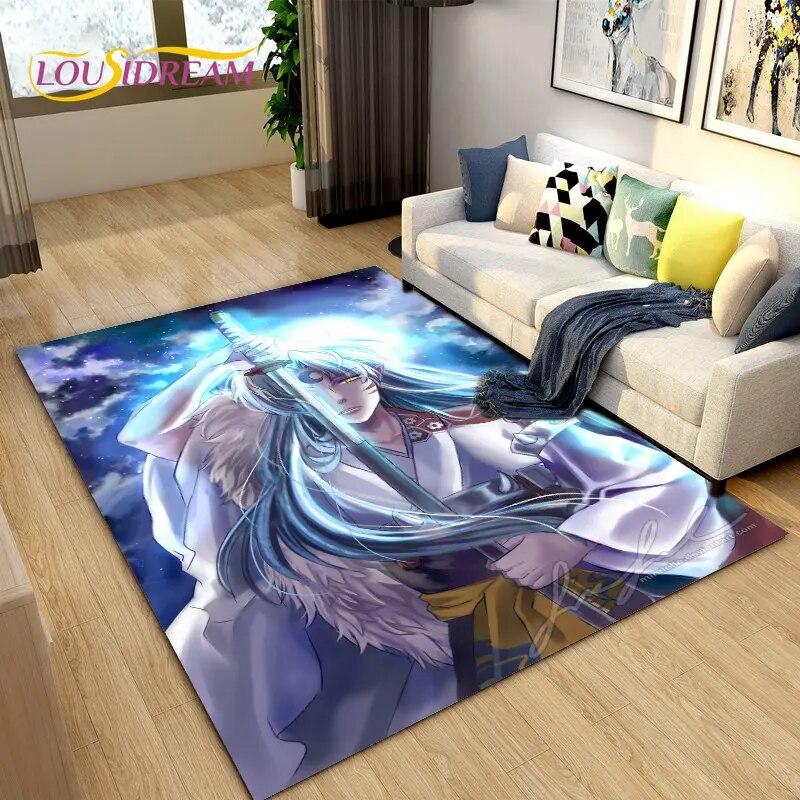 Inuyasha Japan Anime Cartoon Area Rug,Carpet Rug for Living Room Bedroom Sofa Doormat Decoration,Kids Play Non-slip Floor Mat