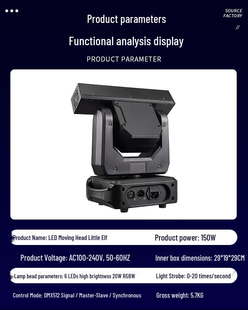 RGBW Wash Light Bar with 6 High-Brightness LEDs for Stage, KTV, Live Rooms & Background Ambiance