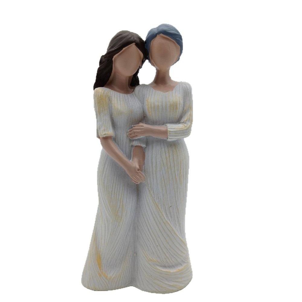 Sister Mother and Daughter Statue Hand-Painte Family Sculpture  Mothers Day