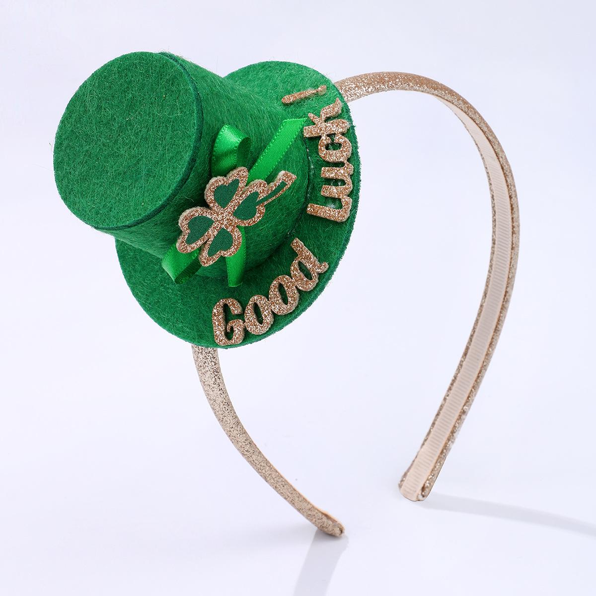 Lucky Four-Leaf Clover Hair Accessory, St. Patrick S Day, Green Ribbon Headband,Green Hat Decoration,Festive Atmosphere Headband