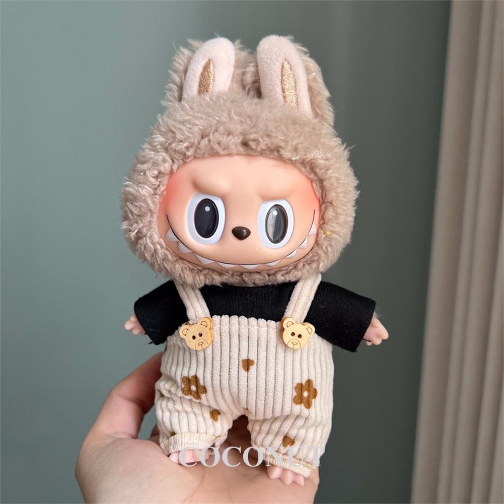 Suspenders Suit For 17cm Labubu Doll Clothes All-match Colour Outfit Doll Accessories Fashion Design Lovely Little Bear Star