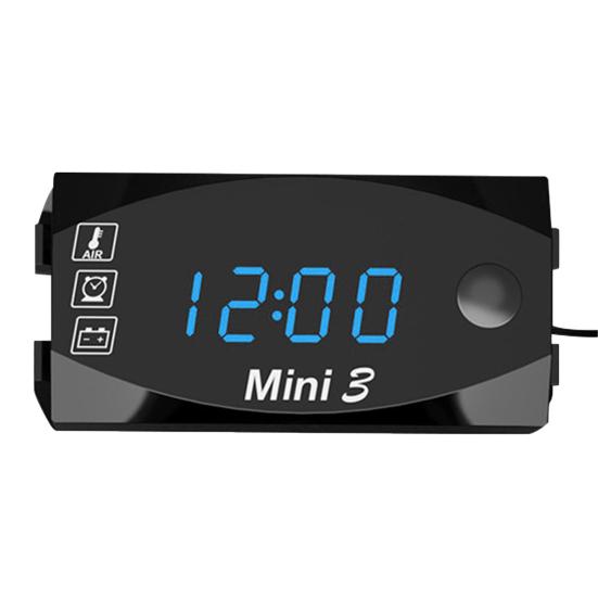 

3 в 1 электронные часы, универсальные мотоциклетные вольтметр, термометр, дисплей для часов синий