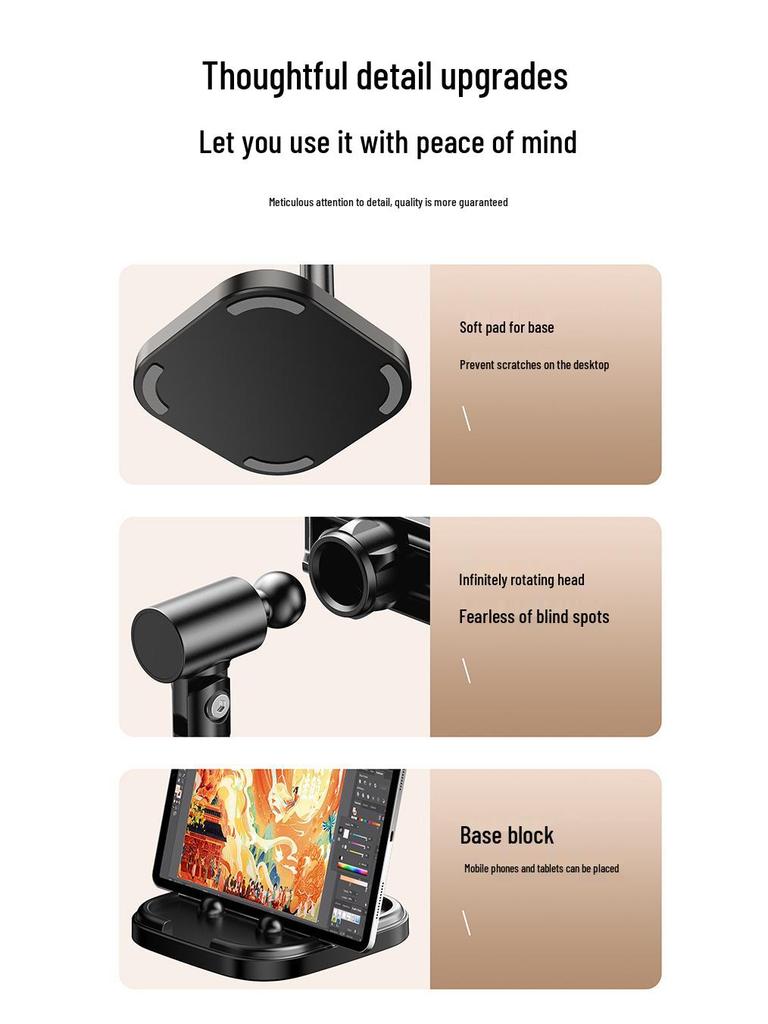 Desktop Telescopic Adjustable Phone & Tablet Selfie Stand for Live Streaming