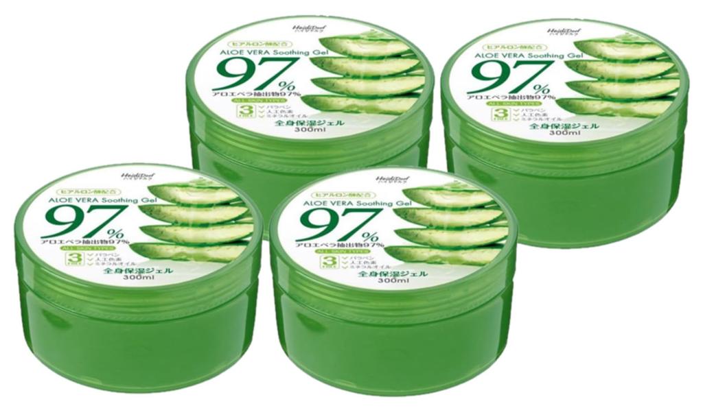 of HeidiDorf Aloe Vera Moisturizing Soothing Gel for the Whole Body 300ml x 4 Contains Sodium Hyaluronate No suitable for sensitive skin [Set 4] 97%