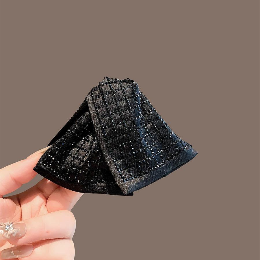 Audrey Hepburn Style Rhinestone Plaid Hair Claw Clip - Black & White
