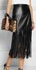 Fashionable Black Fringed Style Women's Leather Skirt Genuine Lambskin Leather