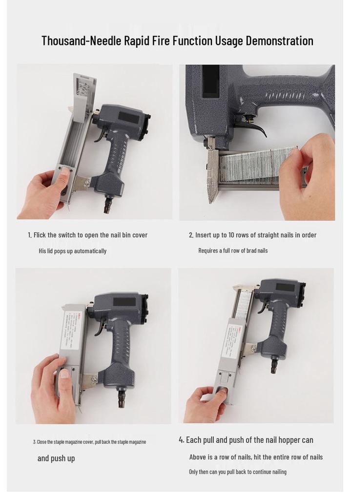 Gaobao Pneumatic Nail Gun F30 for Woodworking and Decoration with Continuous Firing Capability.