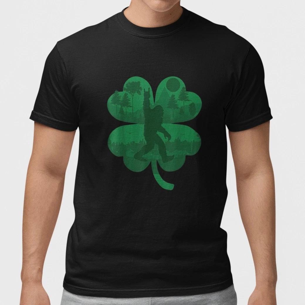 Bigfoot Shamrock Shirt Funny St Patricks Day Sasquatch Clover T-Shirt XXXL
