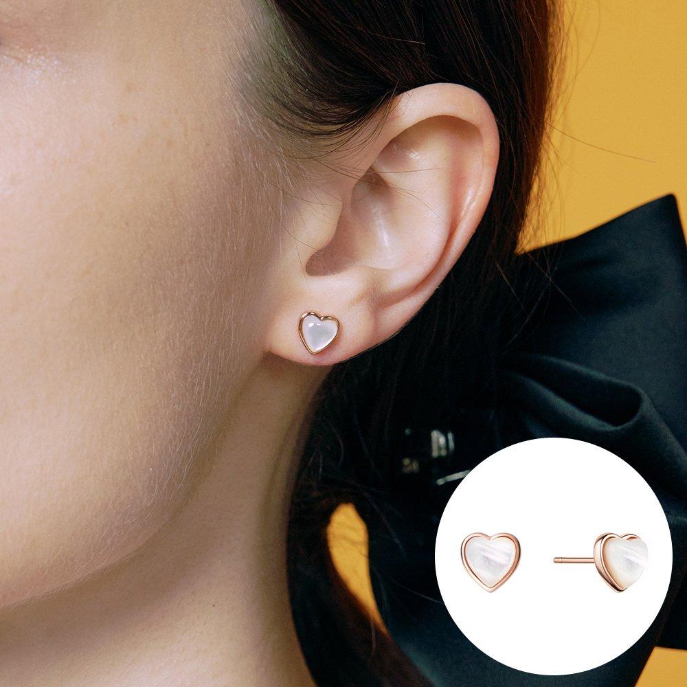 

[Rosemont] Silver Mother-of-Pearl Heart Earrings Rc24B05J