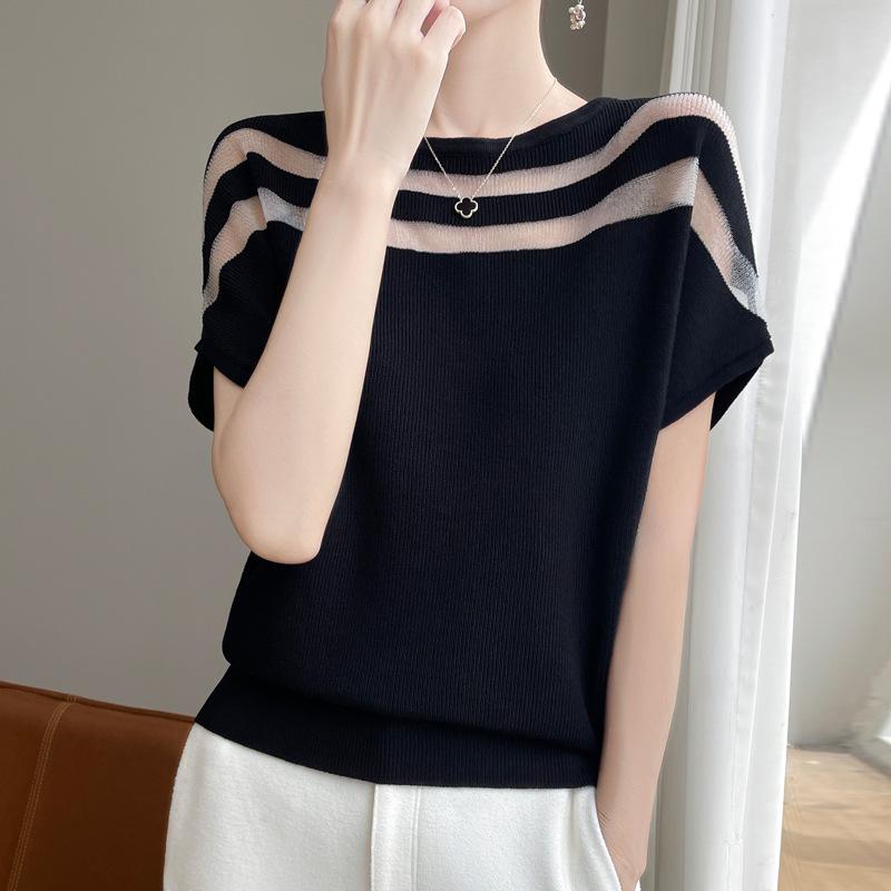 Summer New Style Ice Silk Round-neck Short-sleeved T-shirt and Thin Top