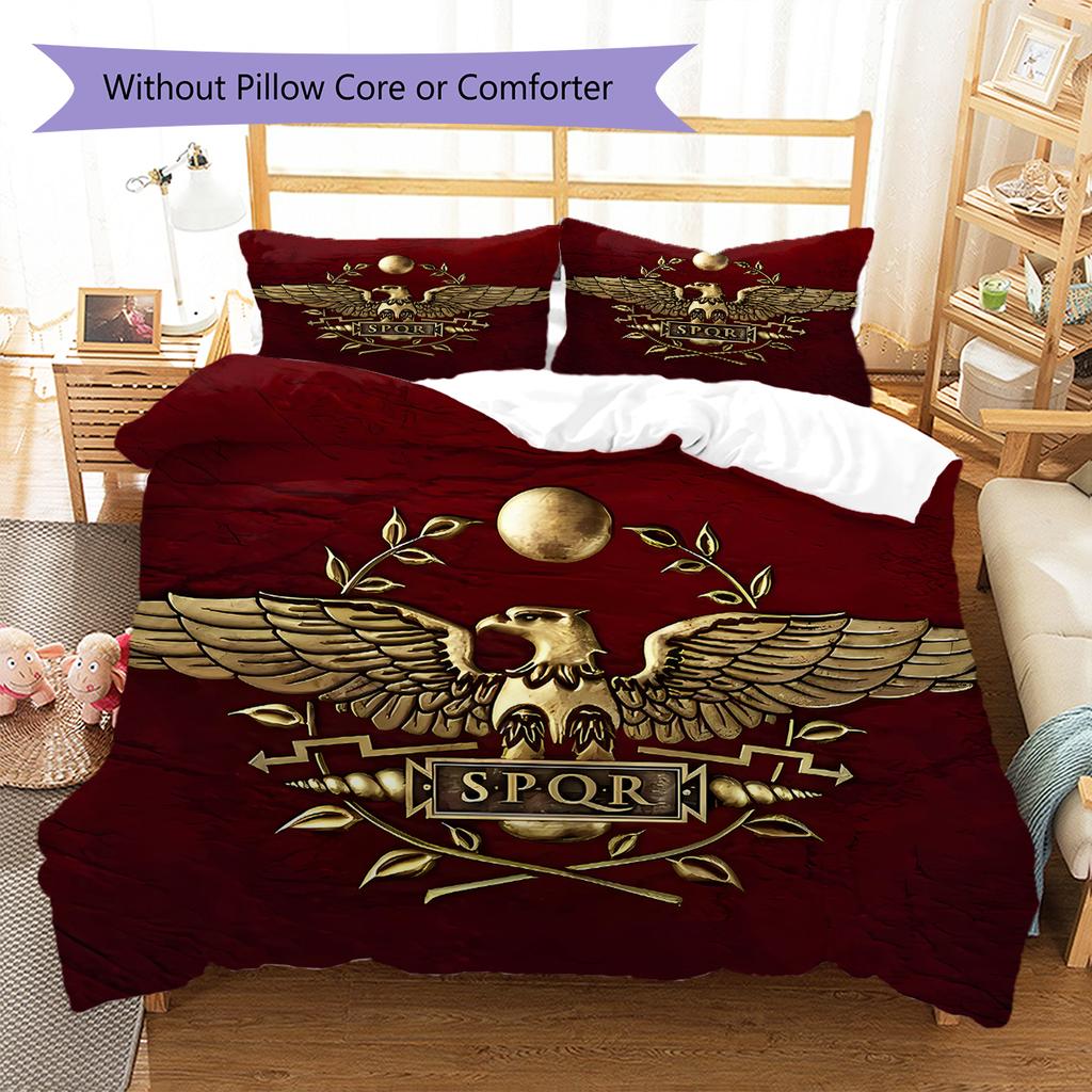 Roman SPQR Pattern Bedding,Quilt Set Quilt Cover Pillowcase Home Birthday Gift (1 * duvet cover + 2 * pillowcase, without core)