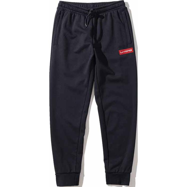 

Li-Ning Универсальные повседневные удобные зауженные трикотажные спортивные брюки мужские низы черного цвета AKLRB67-1 M