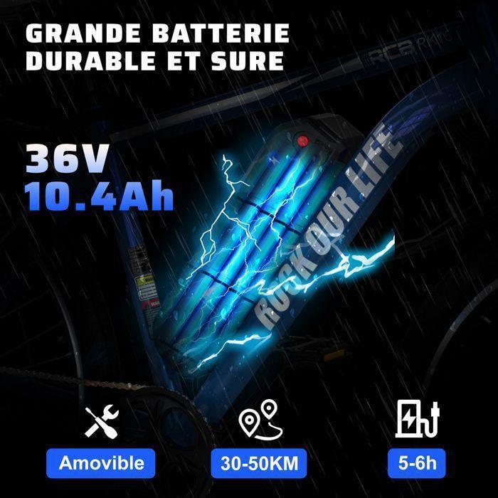 RCB Elektrische Fiets 26 Inch E-Bike Stad voor Volwassenen, 350W Motor, 36V/10.4Ah Batterij, 7 Versnellingen, APP-Bediening-Blauw