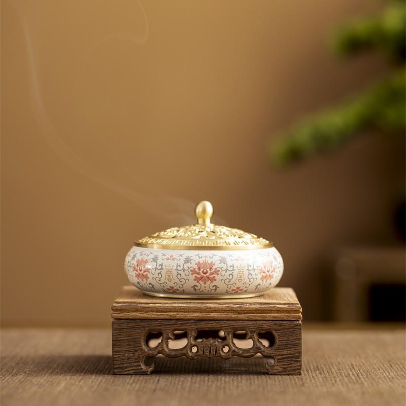 Ceramic Incense Burner with Incense Handmade Smudging Burn Bowl for Stick or Coil Incense Sage Cones Frankincense and Mosquito