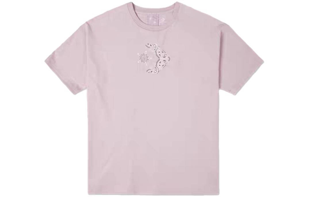 Converse T Shirts Women s Pink Crew Neck Moderate Straight Fit 10023163-A02 L