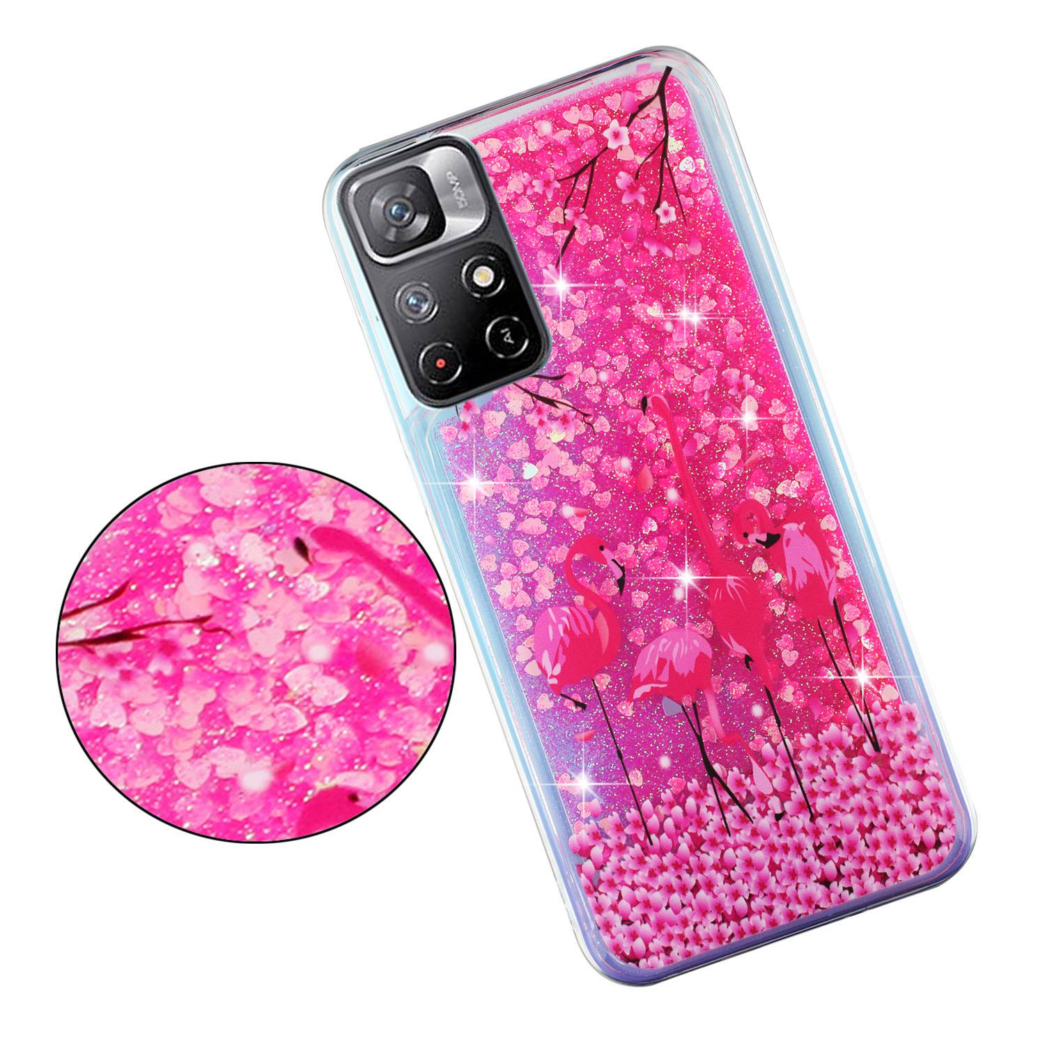 

For Xiaomi Redmi Note 11 5G Moving Liquid Case Embossment Pattern Soft Flexible TPU Skin Cover Blue Butterflies