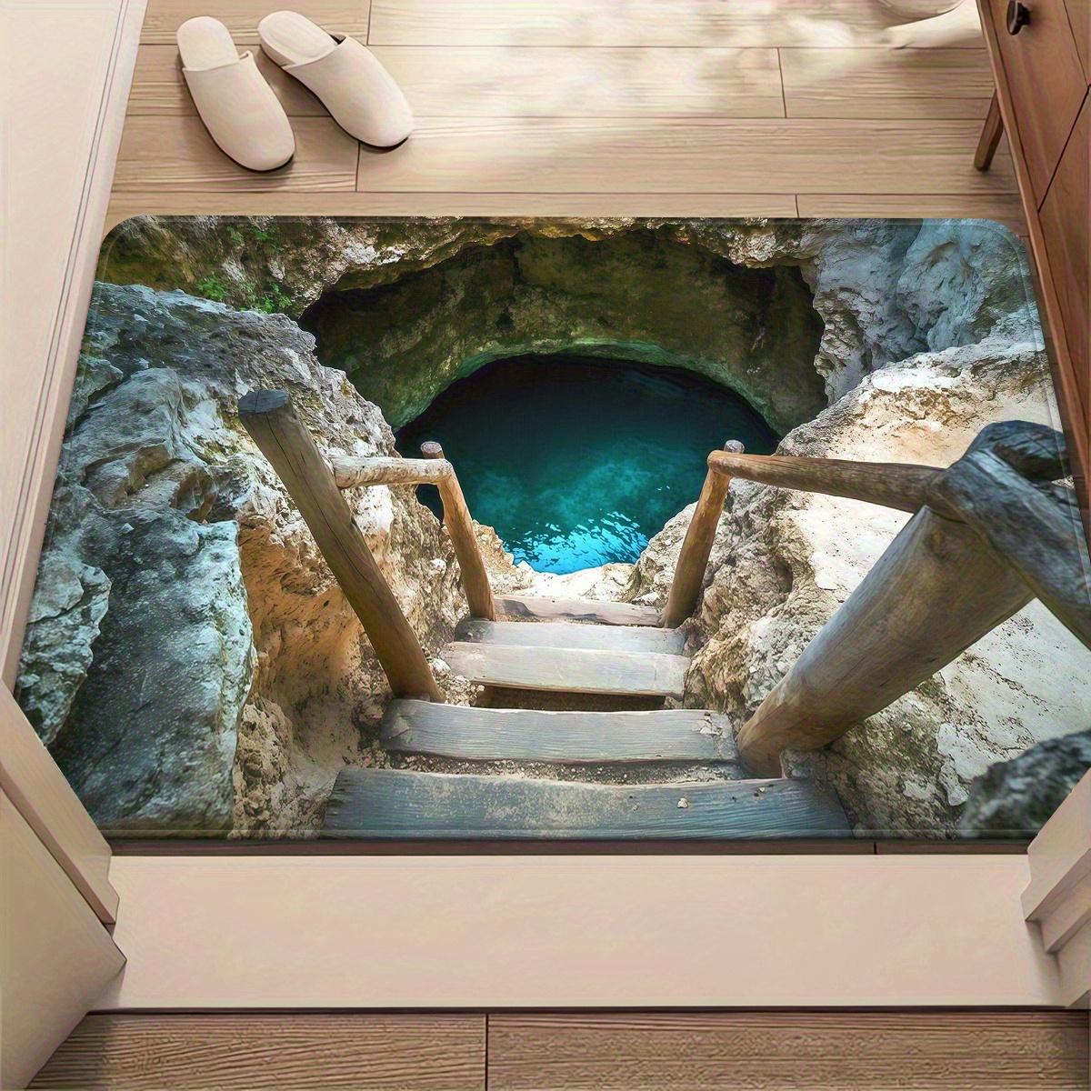 

1pc 3D Fantasy Water Tower DoorMat, Non-slip Floor Mat, Suitable for Living Room, Bedroom, Bathroom, Holiday Home Decoration 40x60cm