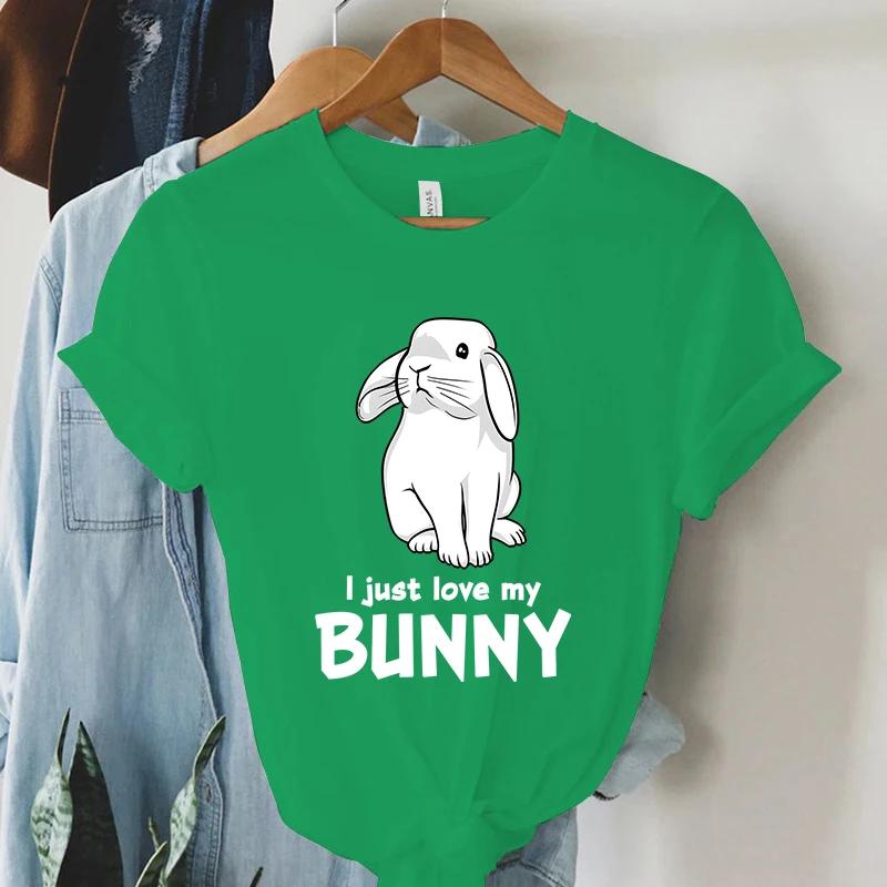 I Just Love My Bunny Print Unisexs Clothing Summer 2023 Funny Animal Tshirts Kawaii Short Sleeve T Shirt Unisex Streetwear Tops