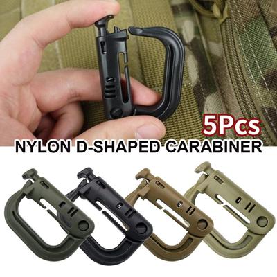 5Pcs D Locking Ring Plastic Clip Snap Type Ring Buckle Carabiner Keychain Fastener Bag Buckle