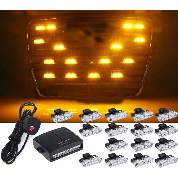 8/16 in 1 LED Suv Grille Strobe Light Automotive Strobe Warning LED Flashing Emergency Car External Light with wireless control