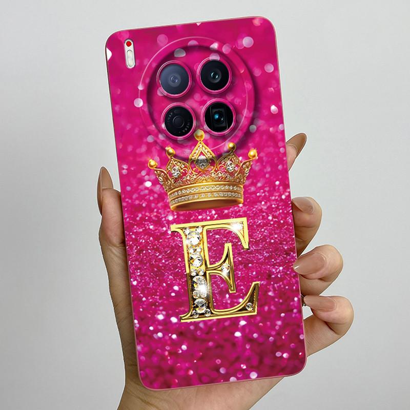 For Tecno Camon 40 Premier 5G CM8 Phone Cases Crown Initial Letter Covers Soft Liquid Silicone Advanced Anti Fingerprint Shell