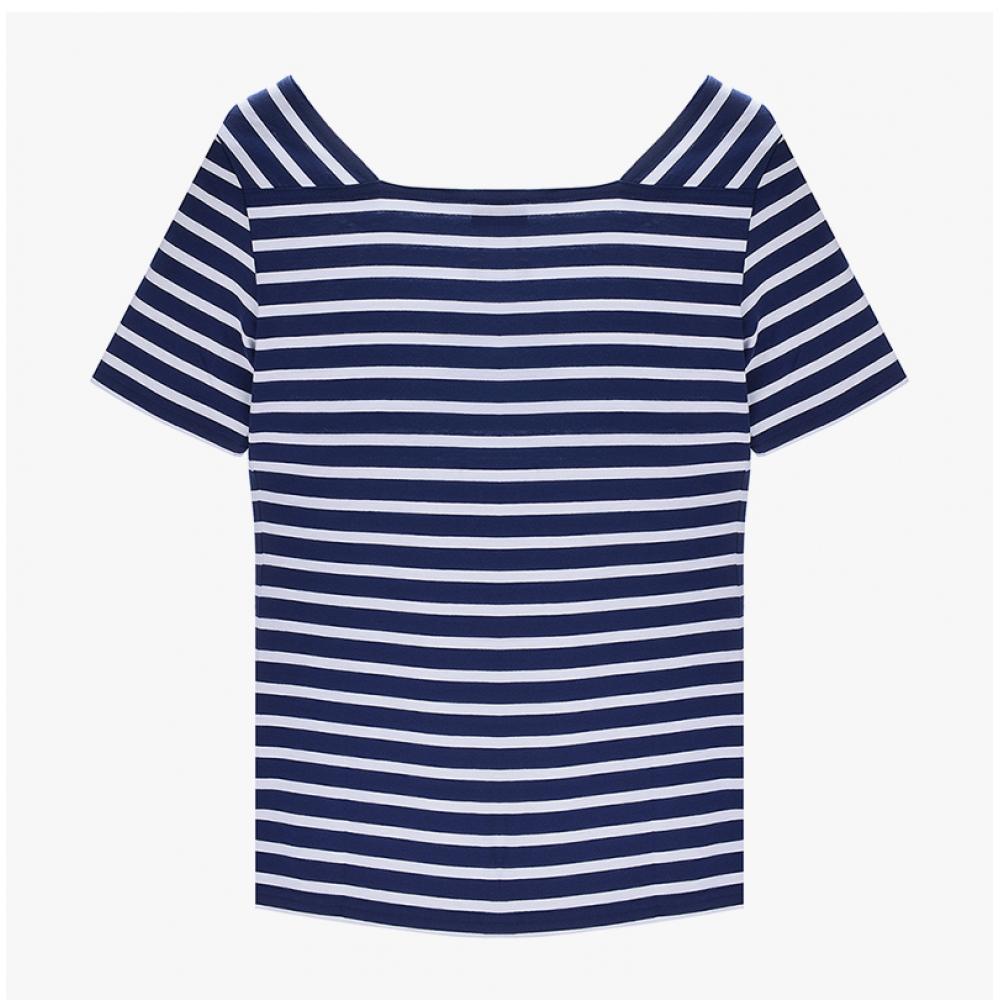 Saint JameS Women S Short Sleeve Tee Pleneuf Stripe 8952 Marine Neige