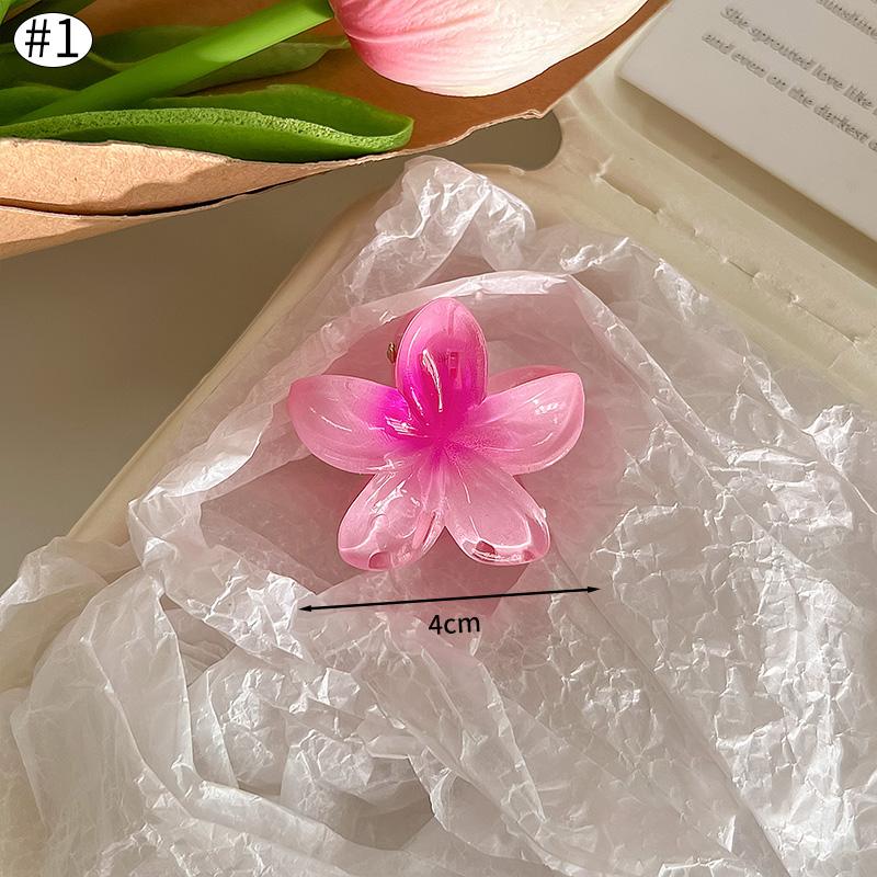 Gradient Transparent Large Flower Hair Clip Sweet Hair Claws for Women Resin Crab Clamp Barrettes Headwear Accessories