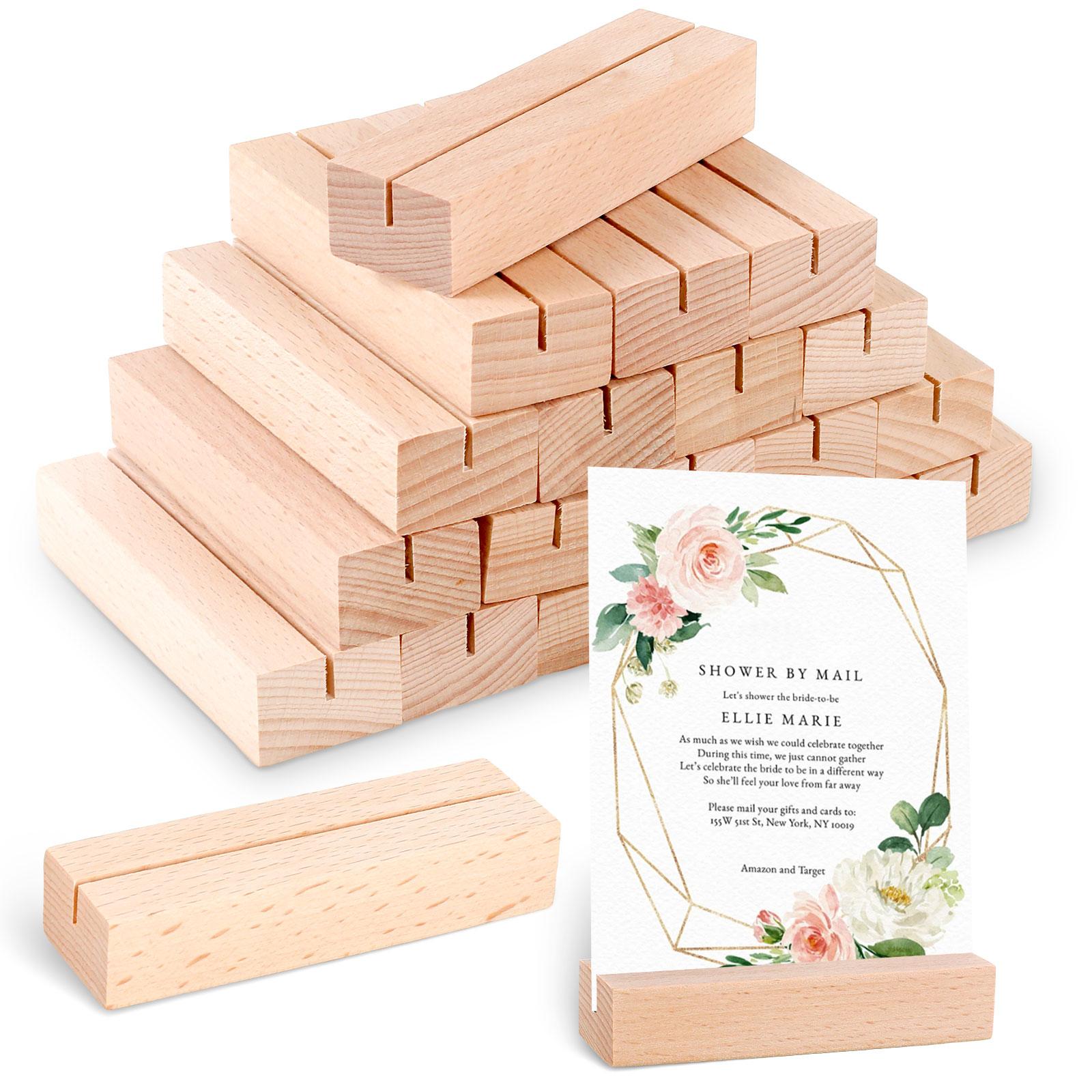 20PCS Wood Place Card Holders Wooden Table Number Stands Wedding Sign Message Name Display Stand Party Decoration Supplies 20pcs
