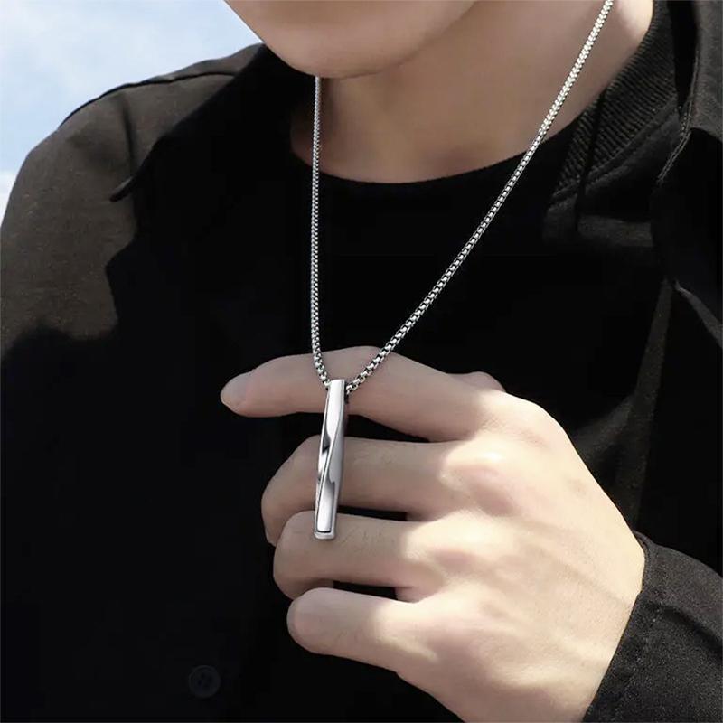 Gold Plated Men's Long Chain Necklace Fashion Screw Design with Spiral Pendant Hip Hop Party Anniversary Jewelry Gift for Men