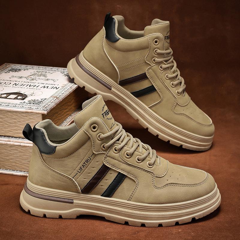 Autumn men's shoes new high-top tooling shoes men's trend versatile construction site work sports and leisure shoes board shoes trendy shoes
