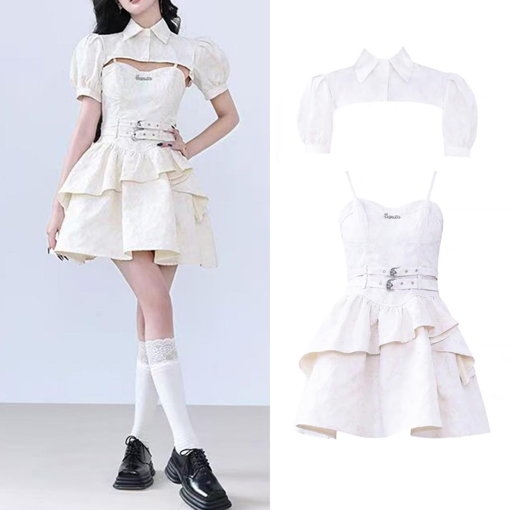 AOTYP Gothic Black and White Sleeveless Mini Dress for Idol Perfect for and Christmas Perfect for Mori Girl Perfect for a Size Cosplay, Events,
