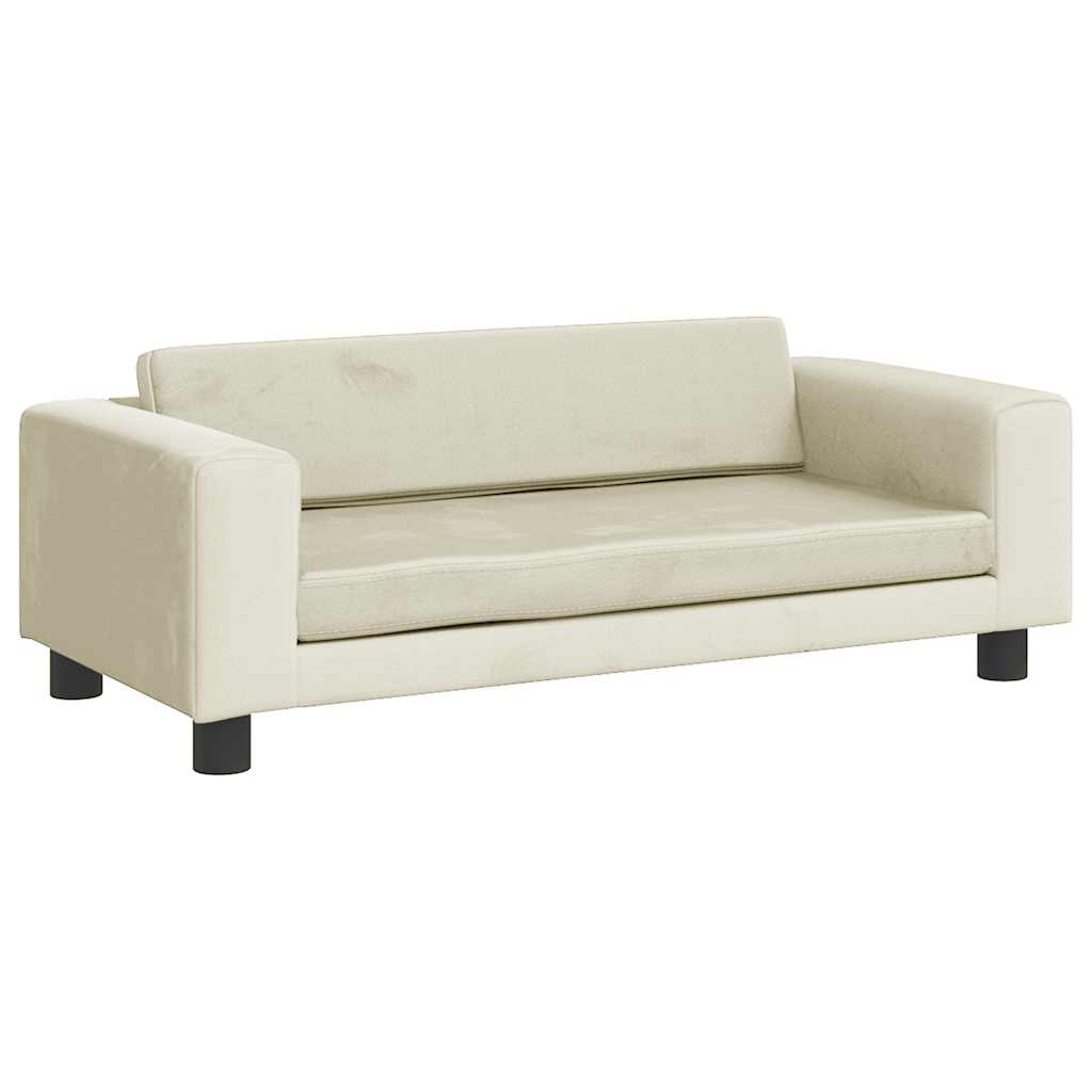 Kids Sofa with Footstool Cream 100x50x30 Cm Velvet