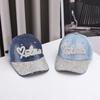 European and American New Baseball Caps, Diamond-encrusted Colored Diamonds, Denim Hats, Rivets, Peaked Caps, Outdoor Shading, Couple Sunscreen Caps,