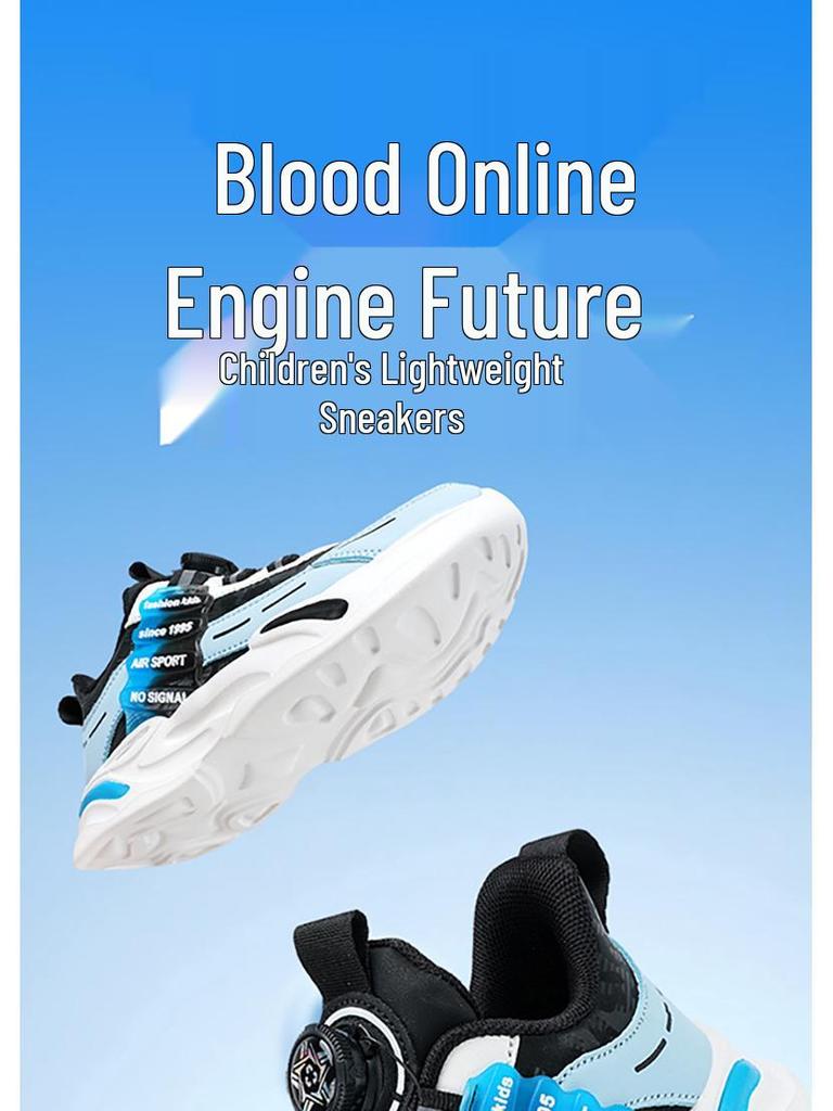 Boys' and Girls' 2025 New Style Waterproof Leather Running Sneakers with Rotating Button