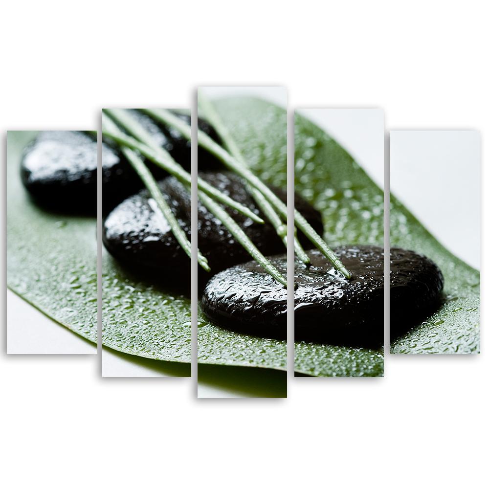 Päťdielny obraz na plátne Natura Zen Leaf Stones