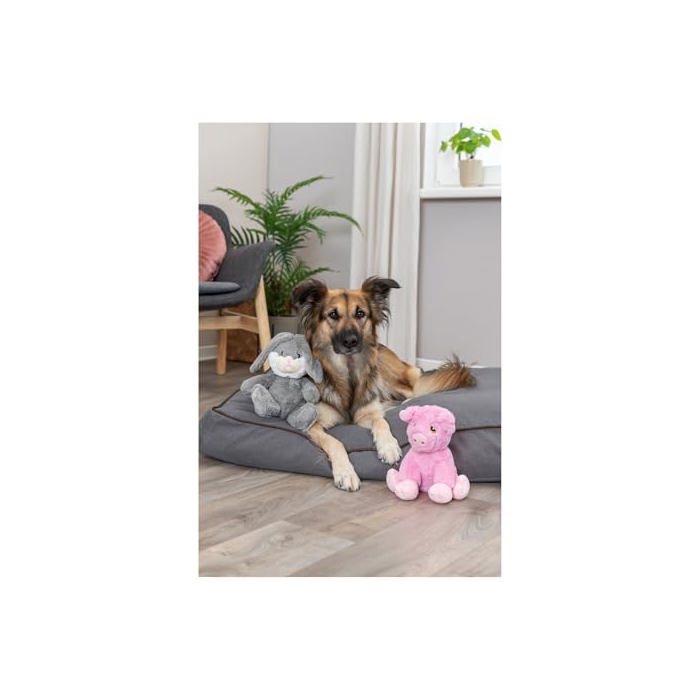 Animal en peluche recyclé - TRIXIE - Petit cochon Edison - 24 cm - Rose - Avec son - Polyester - Moderne - Intérieur