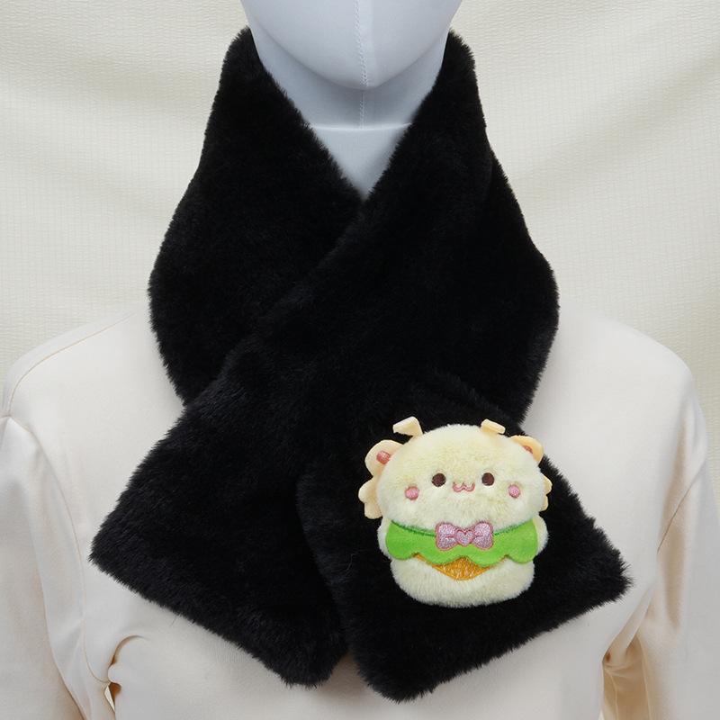 Children's Cartoon Panda Plush Scarf - Warm, Windproof Neck Gaiter for Autumn/Winter Boys & Girls.