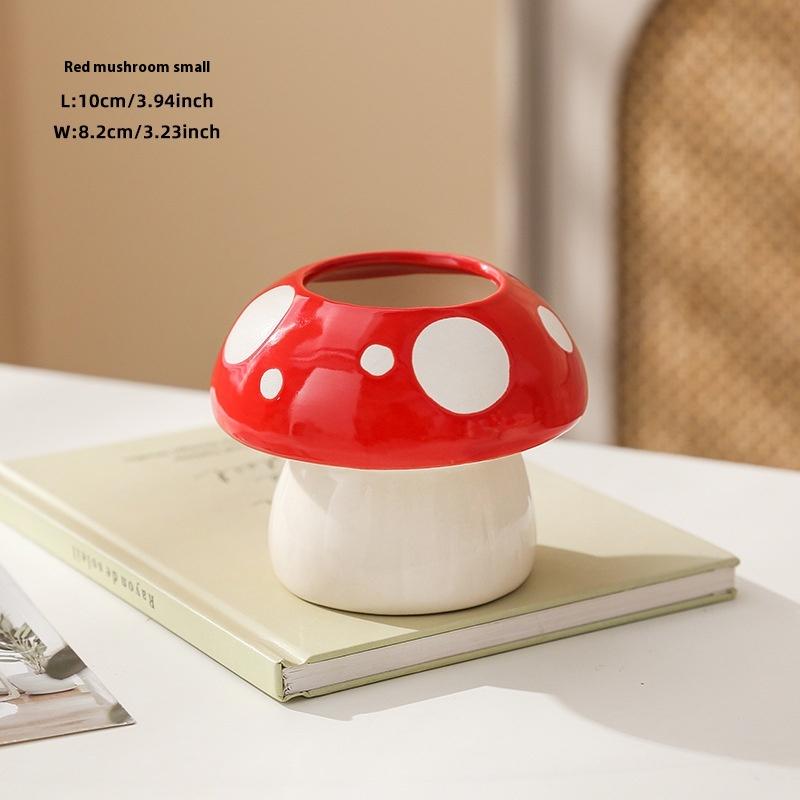 1pc Ceramic Mushroom Pen Holder, Creative Desktop Organizer for Students and Office Use, Perfect for Storing Stationery, Makeup