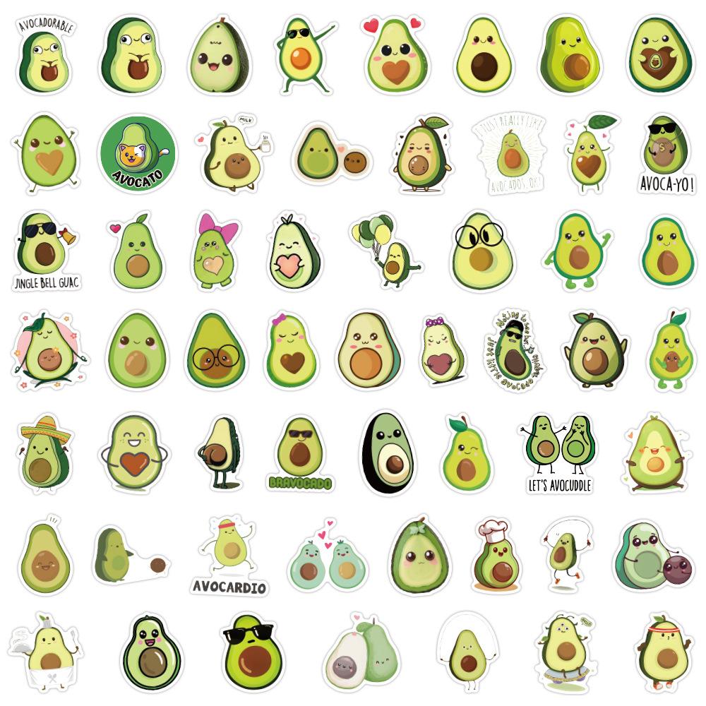 110 Internet Celebrity Cartoon Avocado Stickers Cute Fruit Avocado Avocado Suitcase Skateboard Personality Stickers