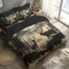 3d Deer by Lake Forest Pattern Duvet Cover Set Fantasy Themed Woven Polyester Bedding with 1 Duvet Cover+1/ 2 Pillowcases
